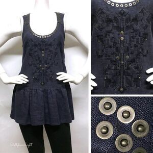 FREE PEOPLE Embroidered Tunic STUDS Top 0 2 4 XS S